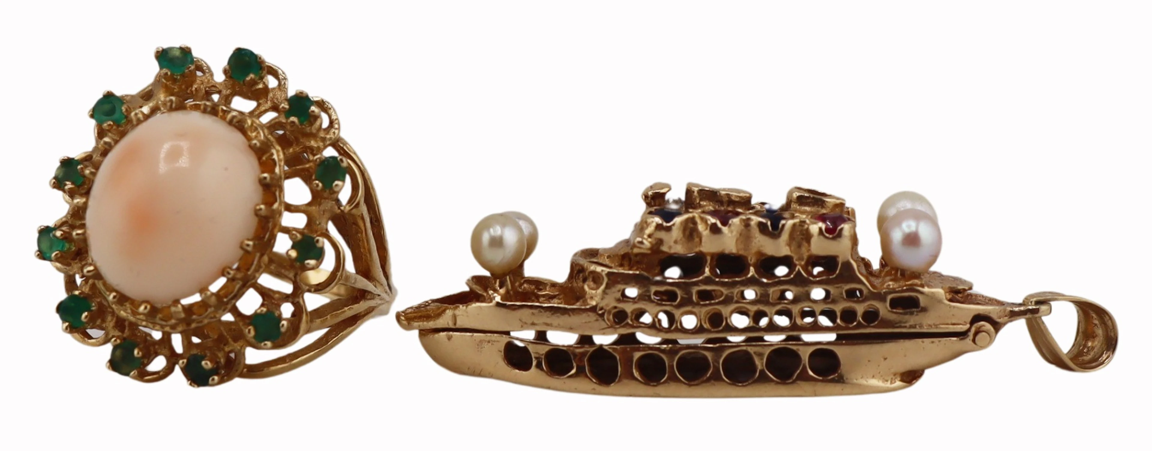 JEWELRY. Vintage 13.5kt Gold Jewelry Grouping.