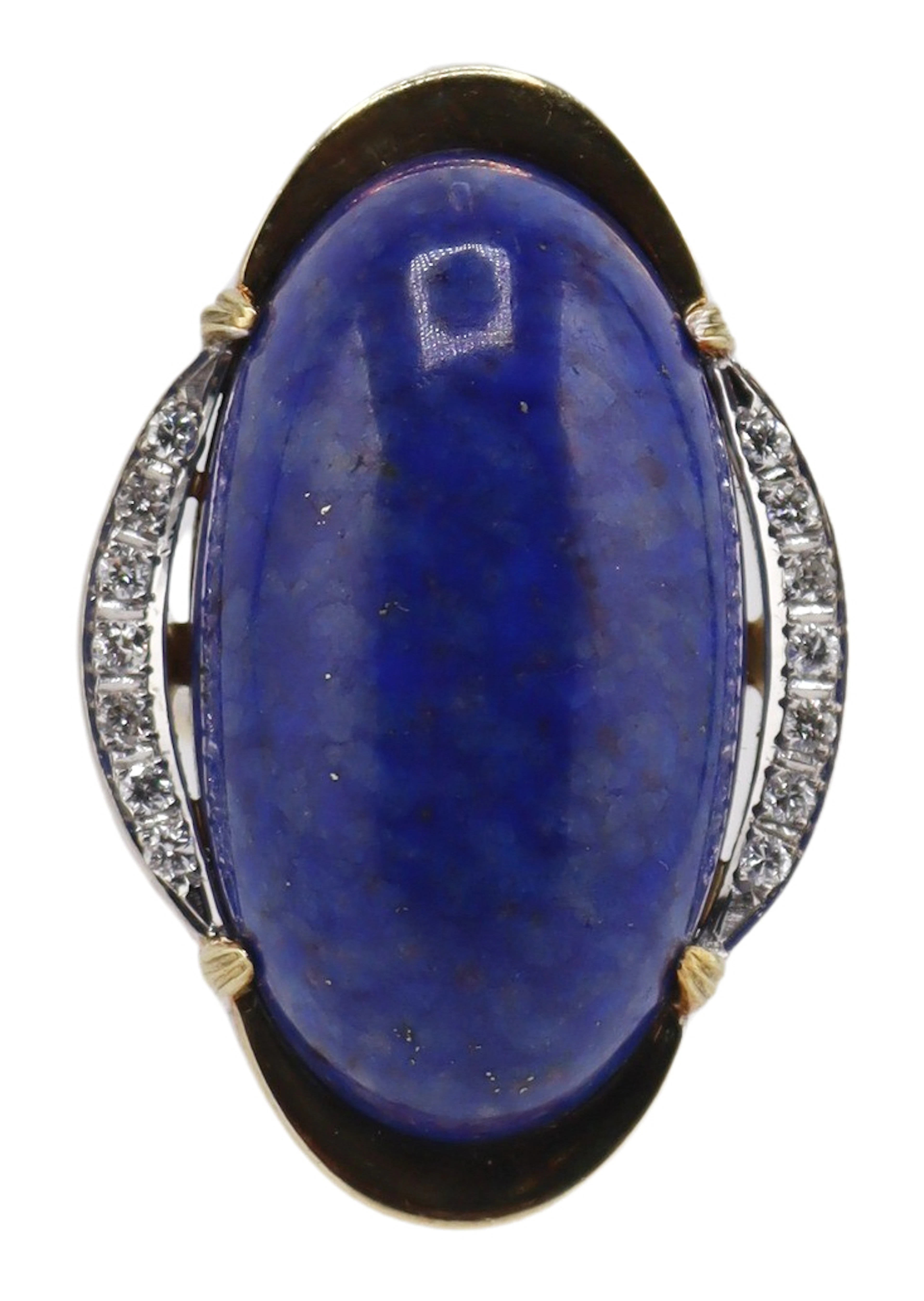 JEWELRY. Large Bi-color 14kt Gold Lapis Lazulis &