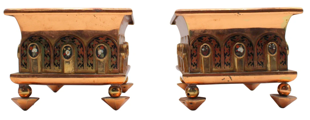 Pair of 19th C Copper and Brass Cache Pots.