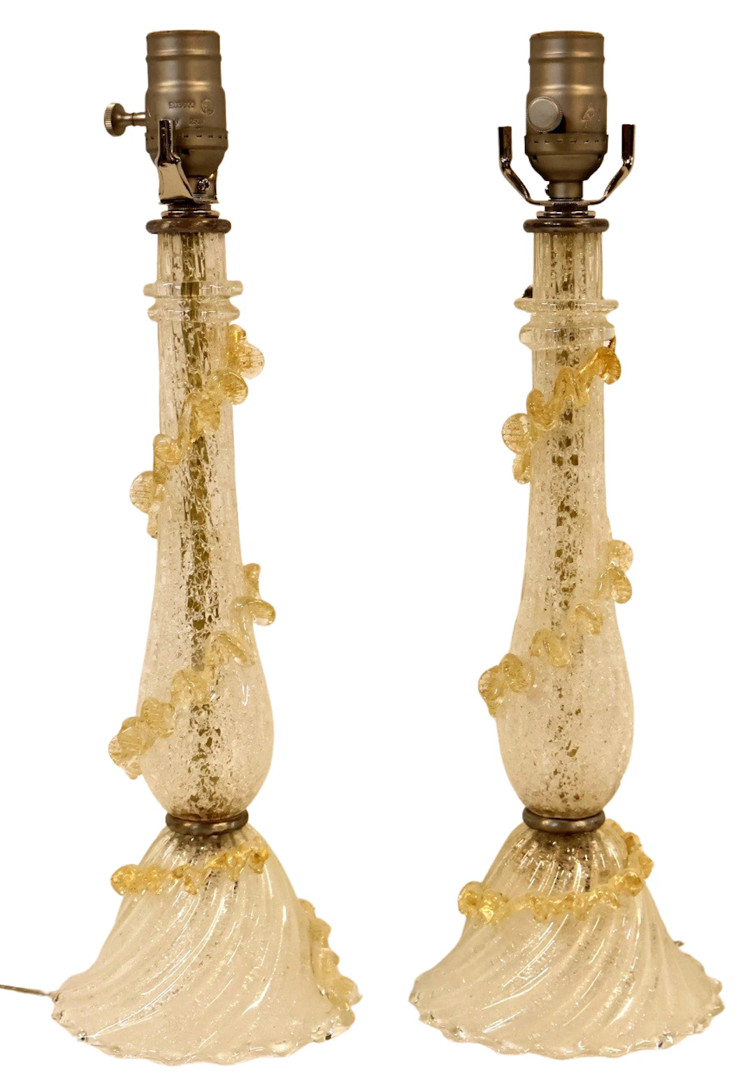 Midcentury Pair of Murano Glass Lamps.