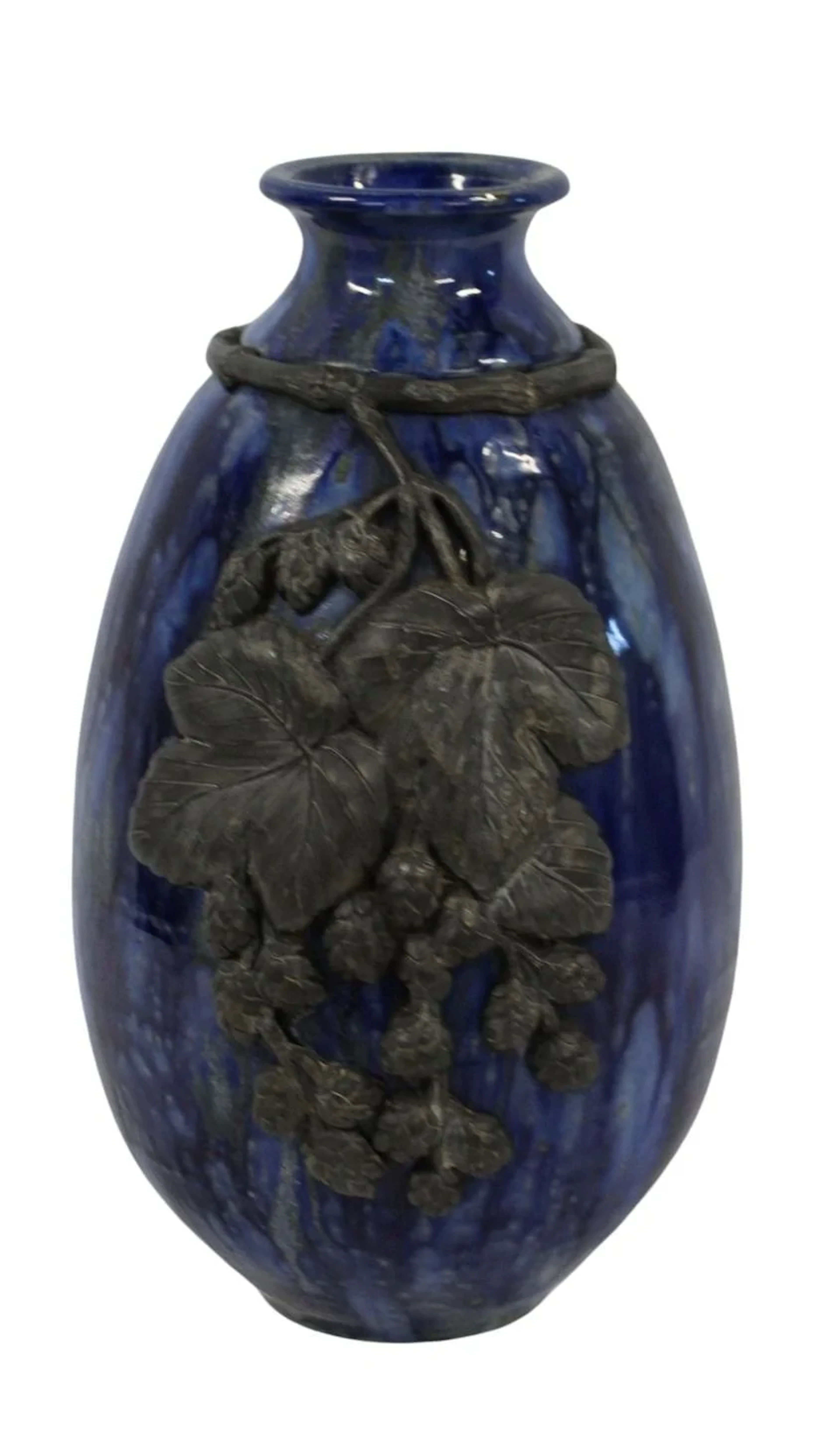 ROGER GUERIN Pewter Mounted Vase.