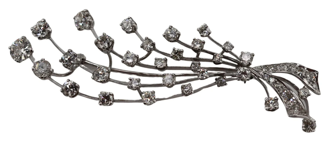 JEWELRY. Platinum and Diamond Floral Bouquet