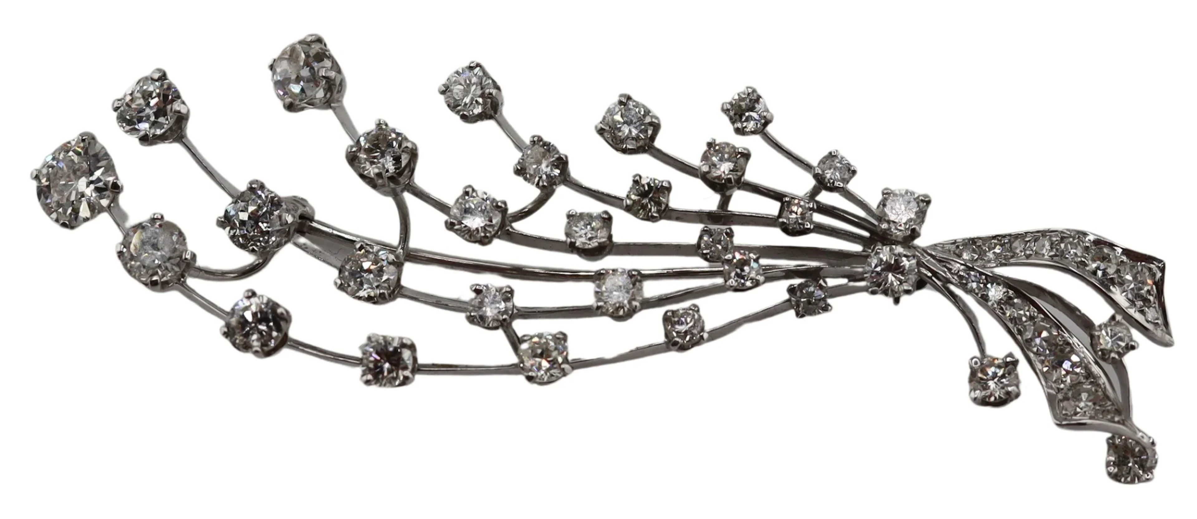JEWELRY. Platinum and Diamond Floral Bouquet
