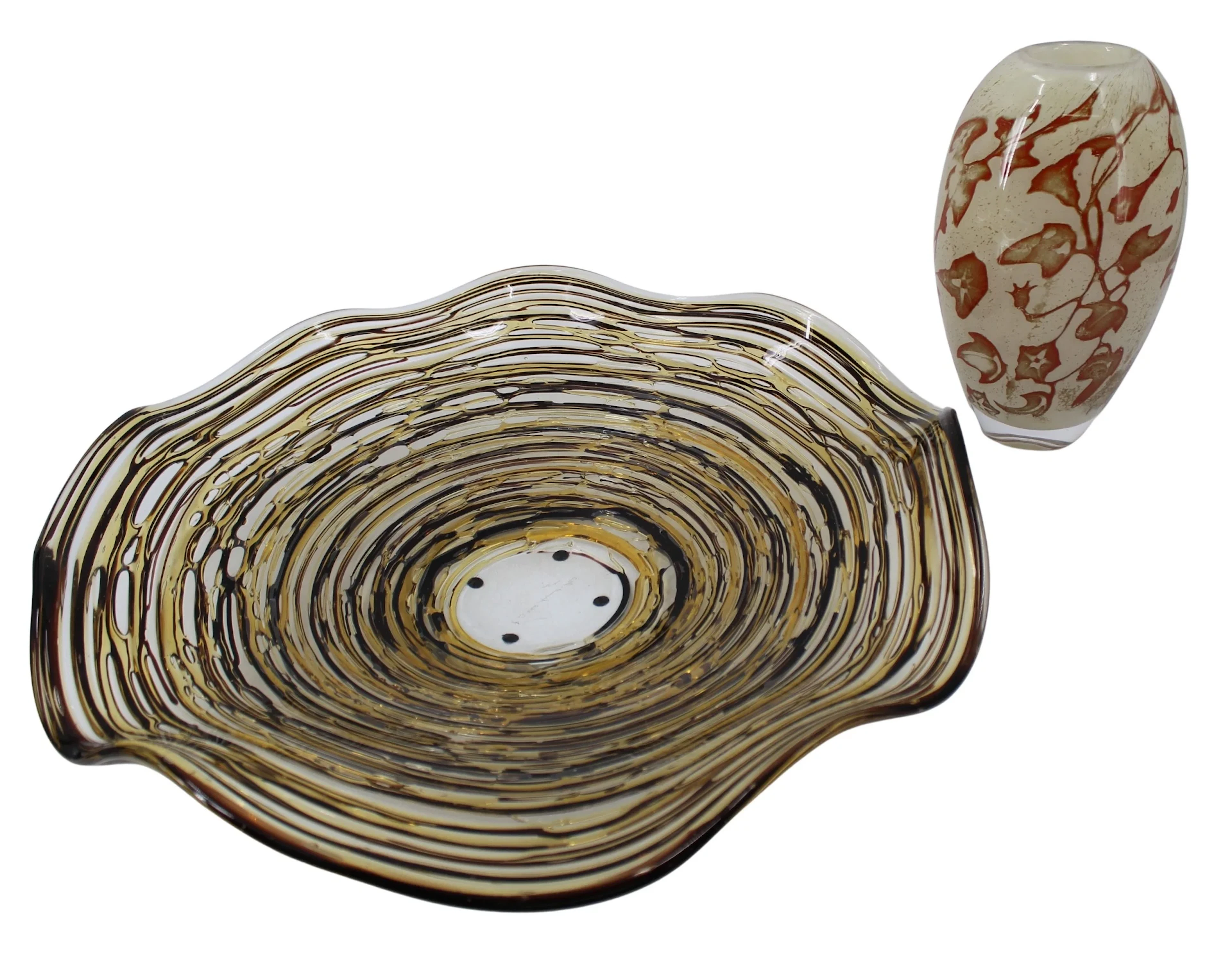 Art Glass Grouping Kosta Boda Vase & Bowl