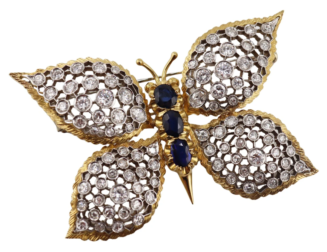 JEWELRY. 18kt Bi-Color Gold Sapphire and Diamond