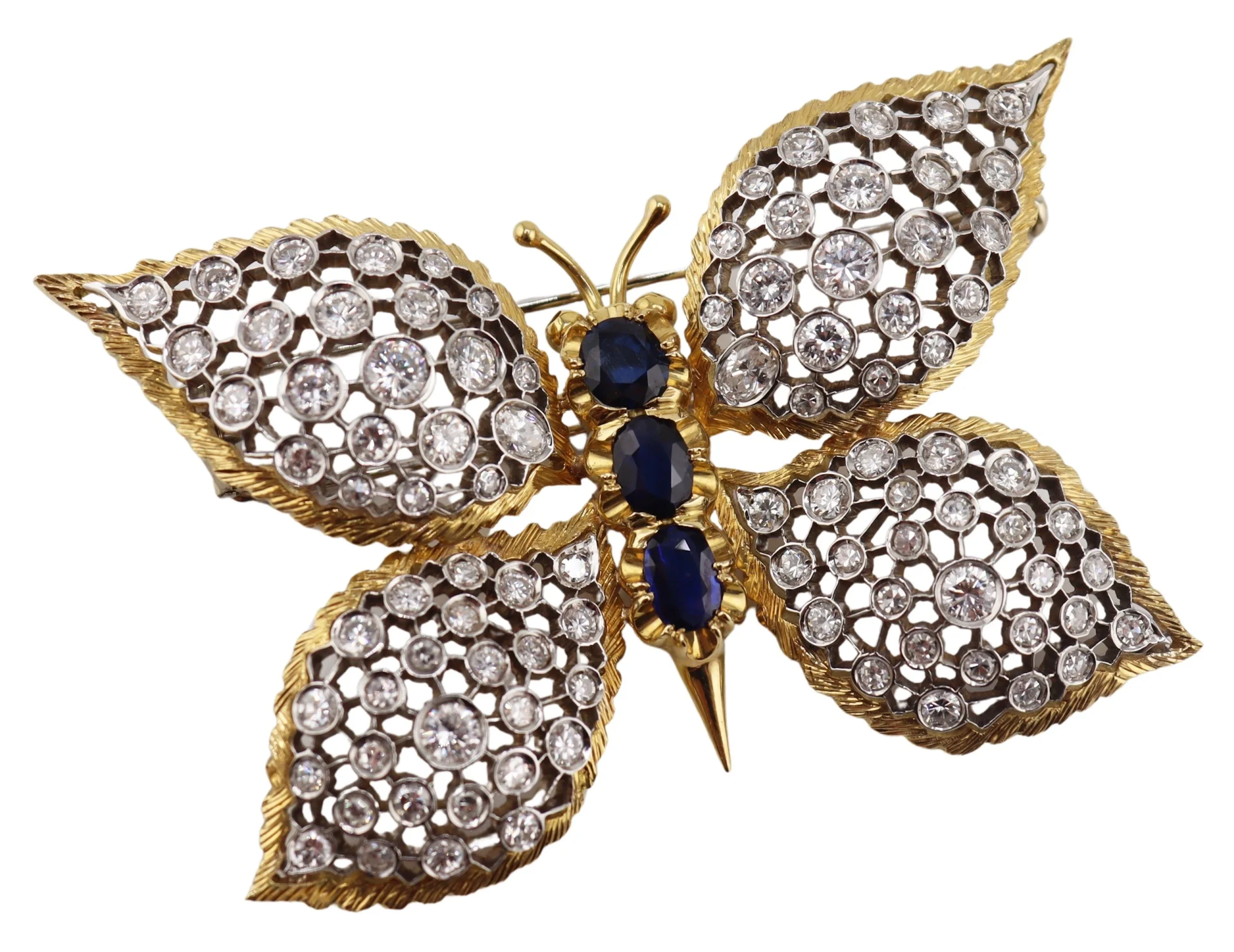 JEWELRY. 18kt Bi-Color Gold Sapphire and Diamond