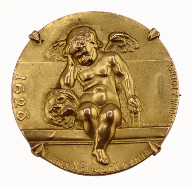 JEWELRY. Gold Weeping Angel of Amiens Brooch.