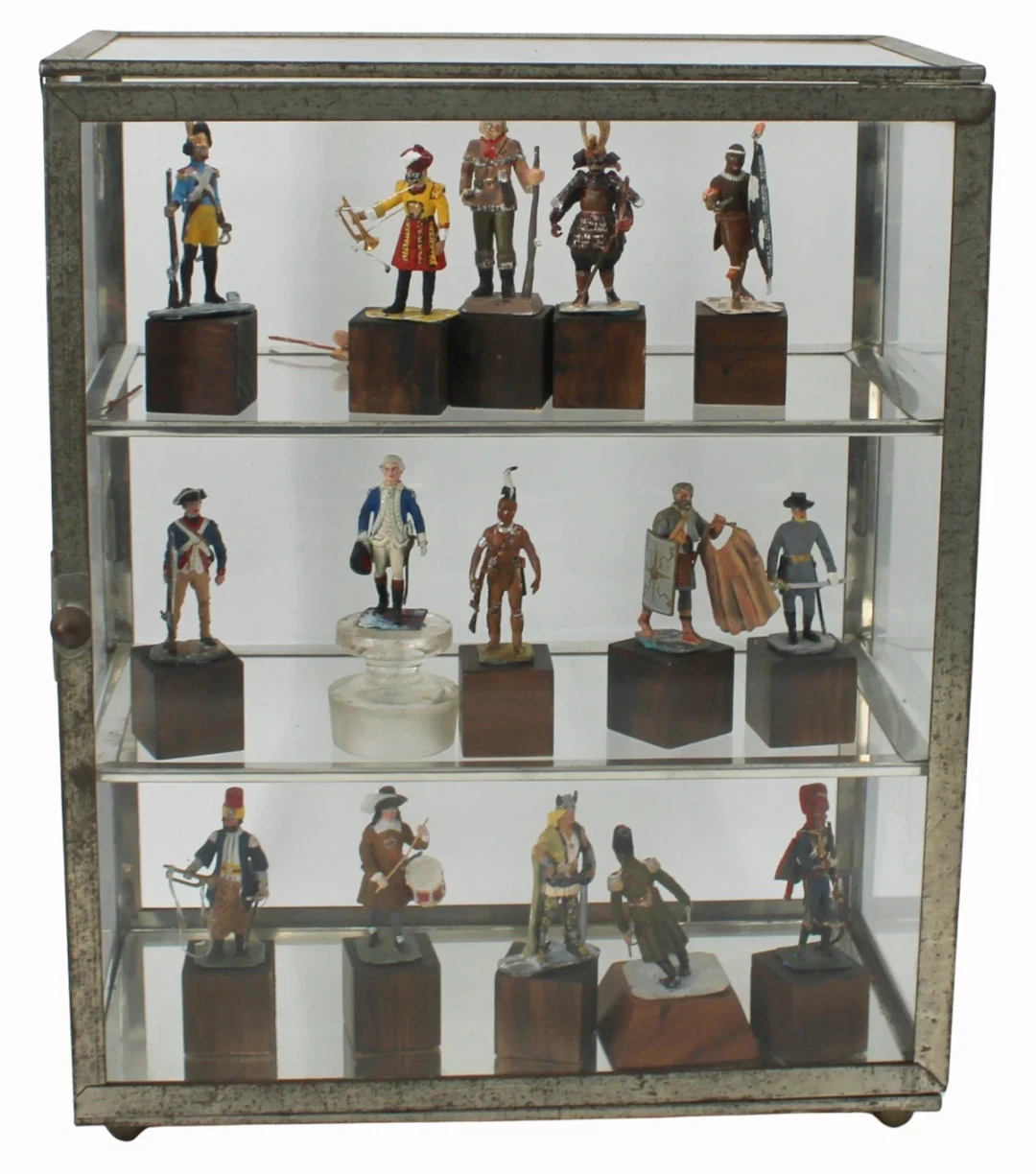 Lot of Assorted Lead Soldiers in Display Case.