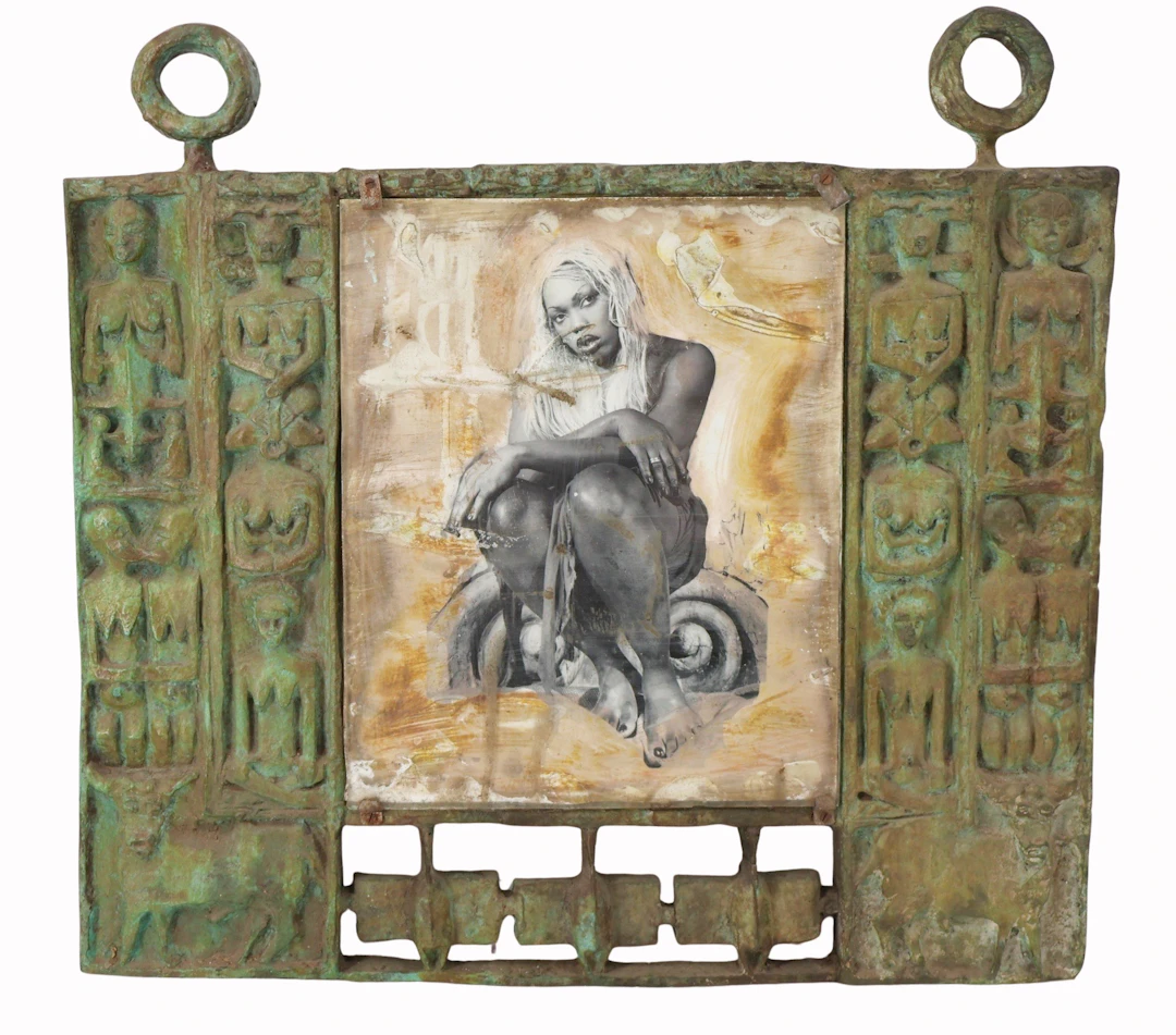 Vintage Patinated Bronze Brutalist Frame