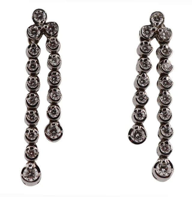 JEWELRY. Pair of 17.5kt Gold and Diamond Earrings.