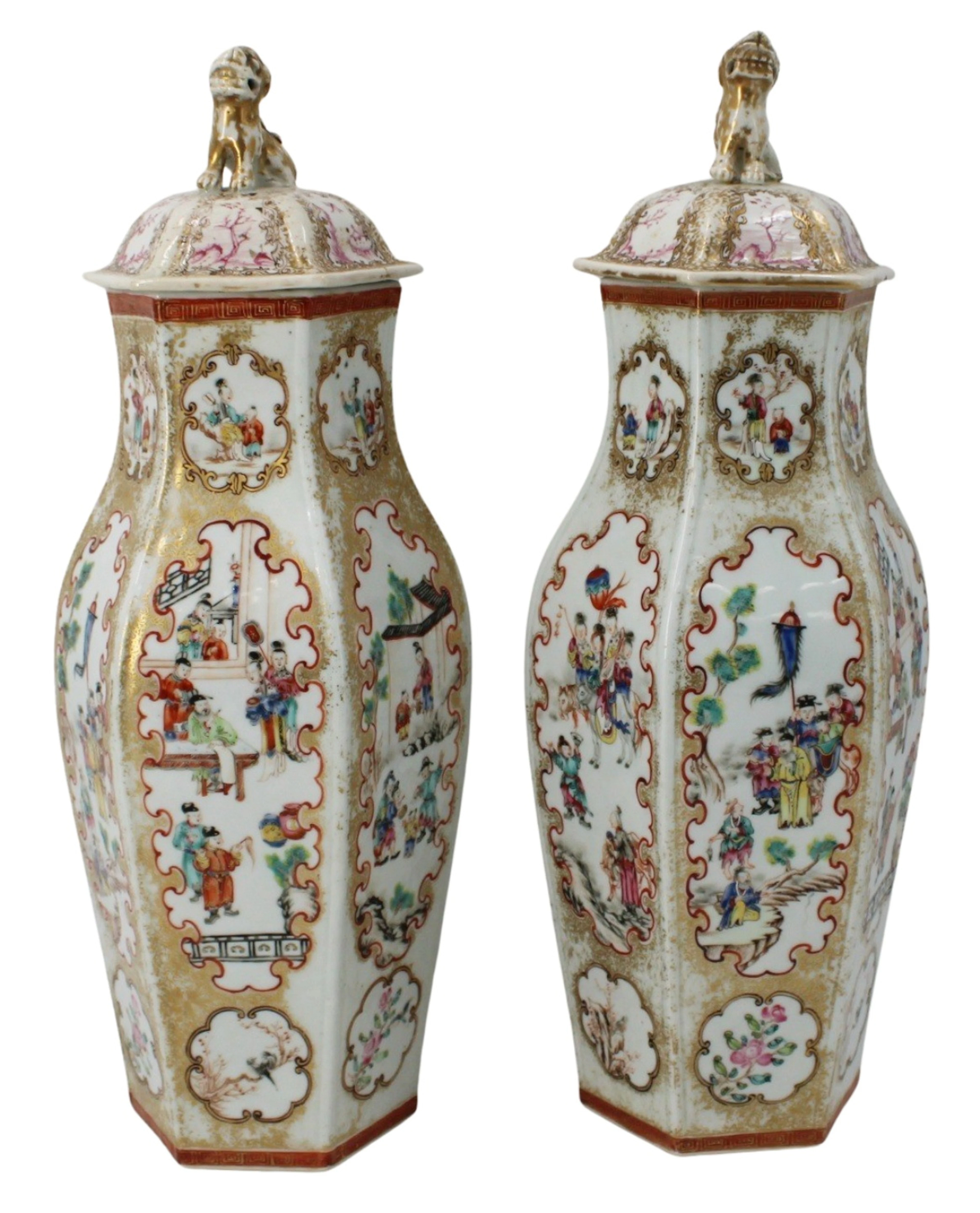 Antique Pair of Chinese Enamel Decorated