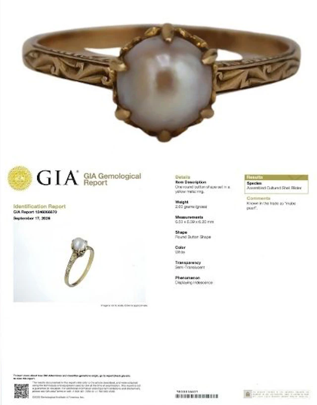 JEWELRY. Art Deco 14kt Gold and Pearl Ring.