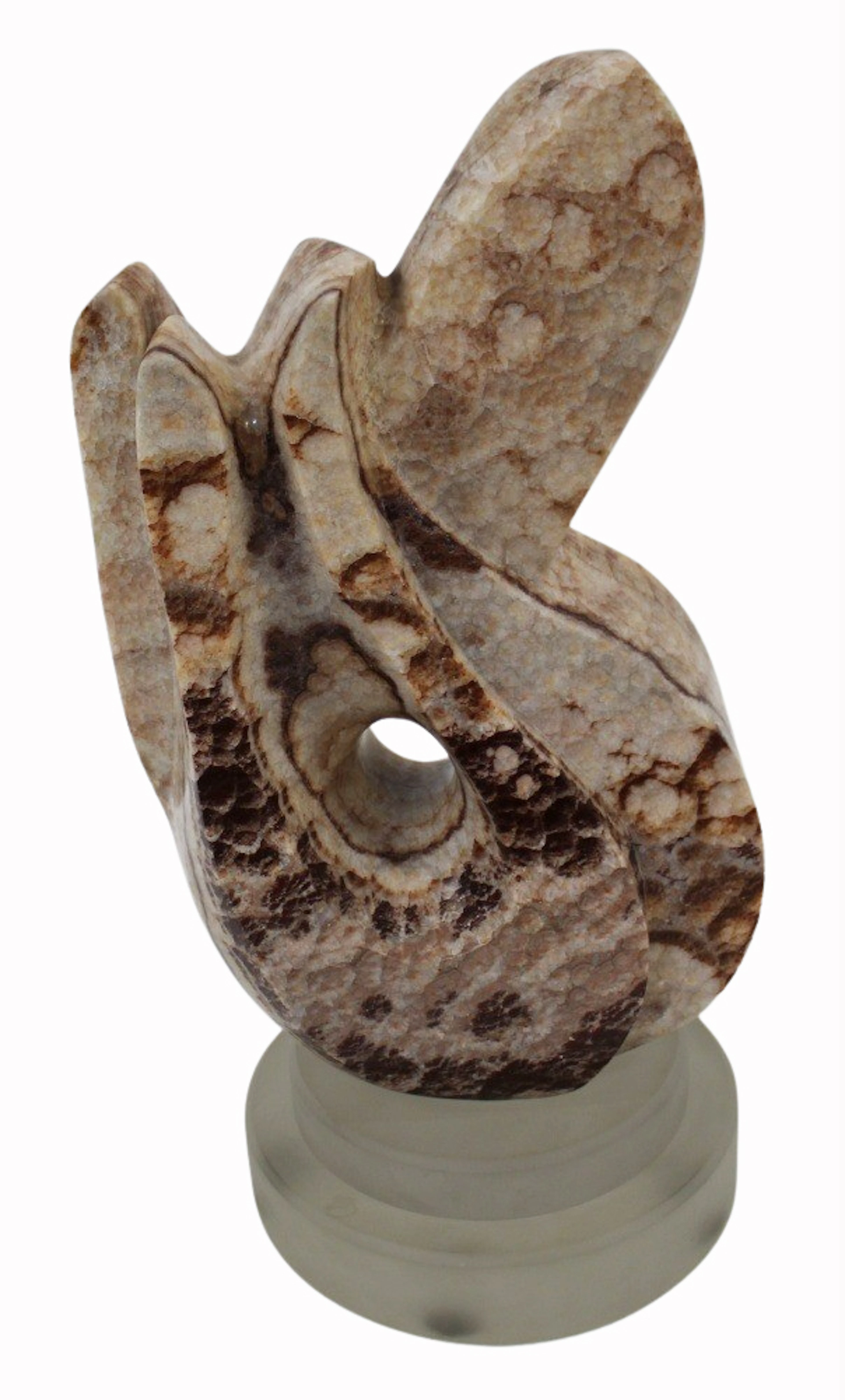 Abstract Carved Stone Sculptured on Lucite Swivel