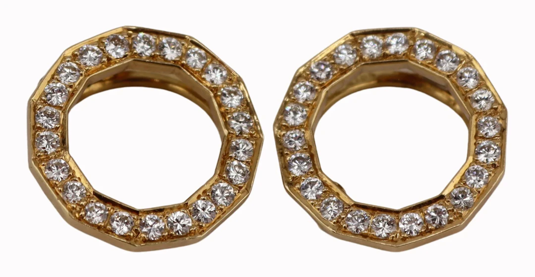 JEWELRY. Pair of C.Y 17kt Gold and Diamond Clips.