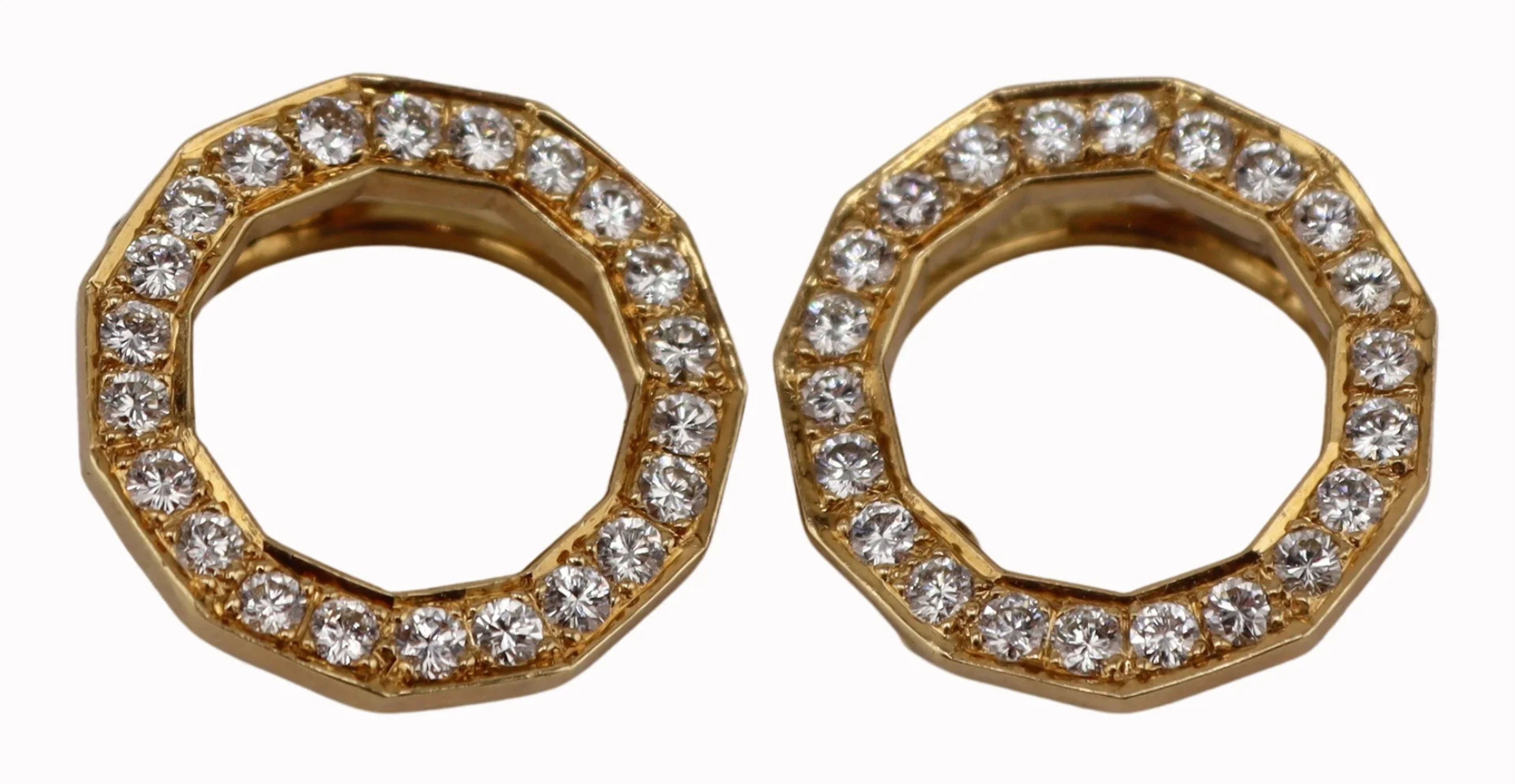 JEWELRY. Pair of C.Y 17kt Gold and Diamond Clips.