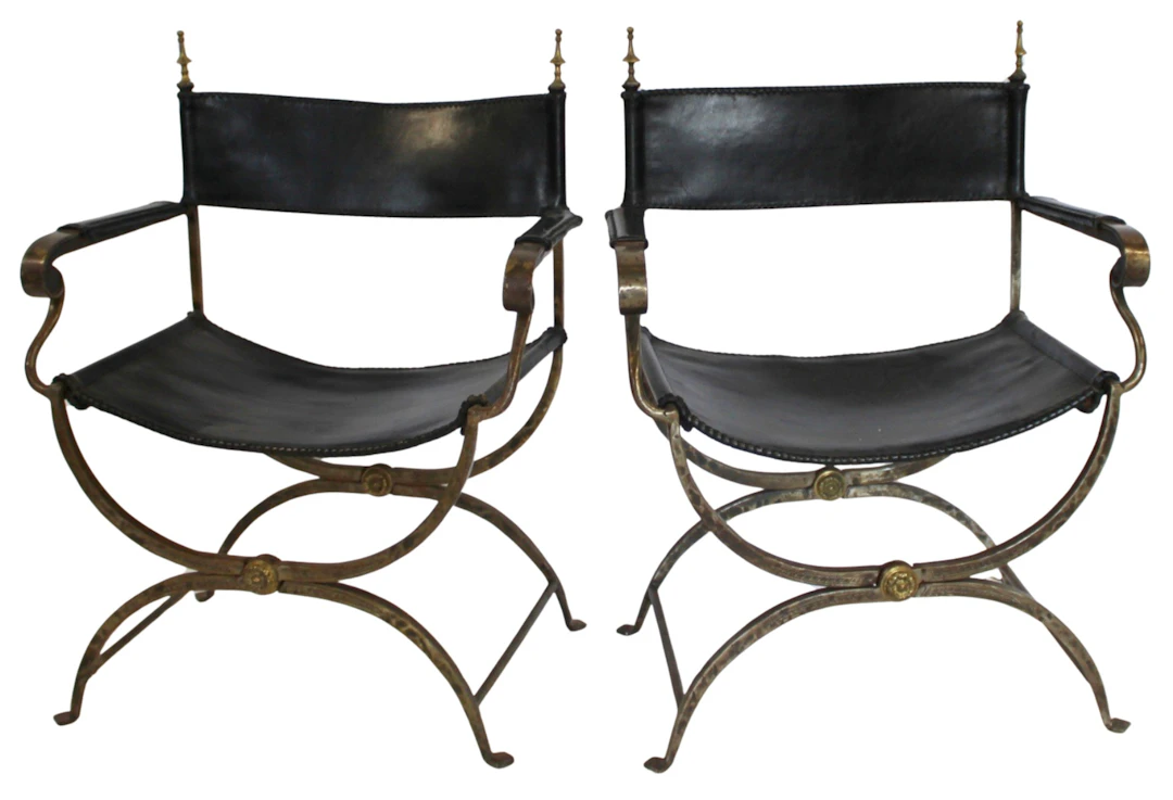 Pair of Antique Wrought Iron Savonarola Style