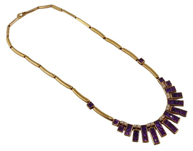 JEWELRY. Signed Italian 18kt Amethyst & Diamond