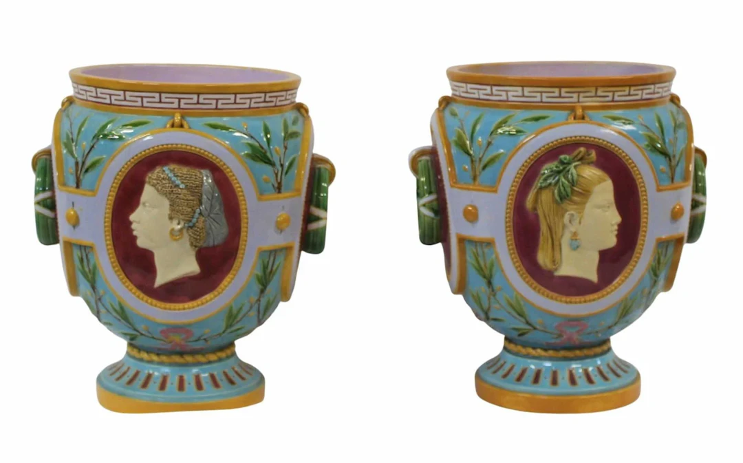 Pair of Thomas Minton Majolica Jardinieres.