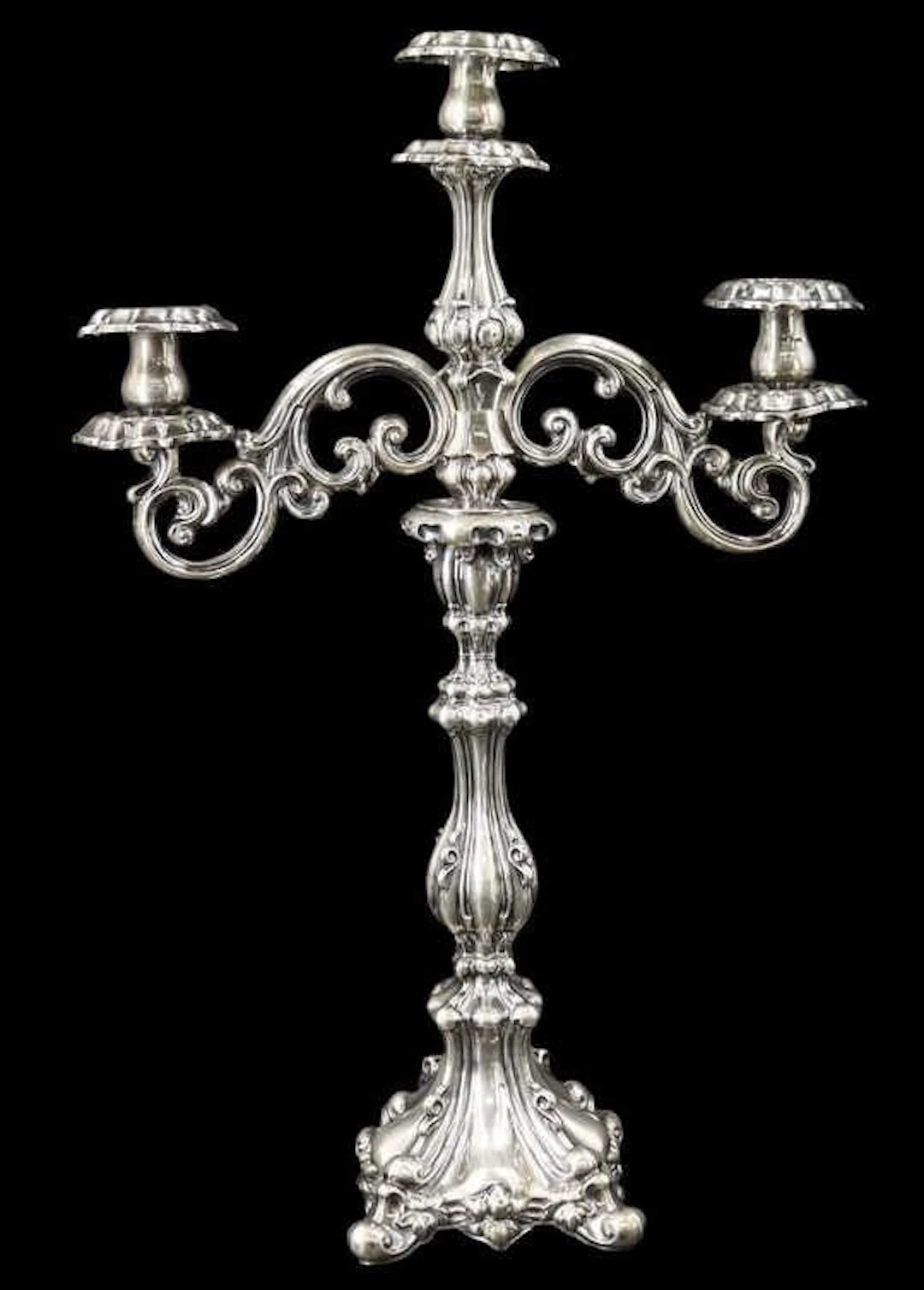 JUDAICA. Russian Polish .875 Silver Candelabra.