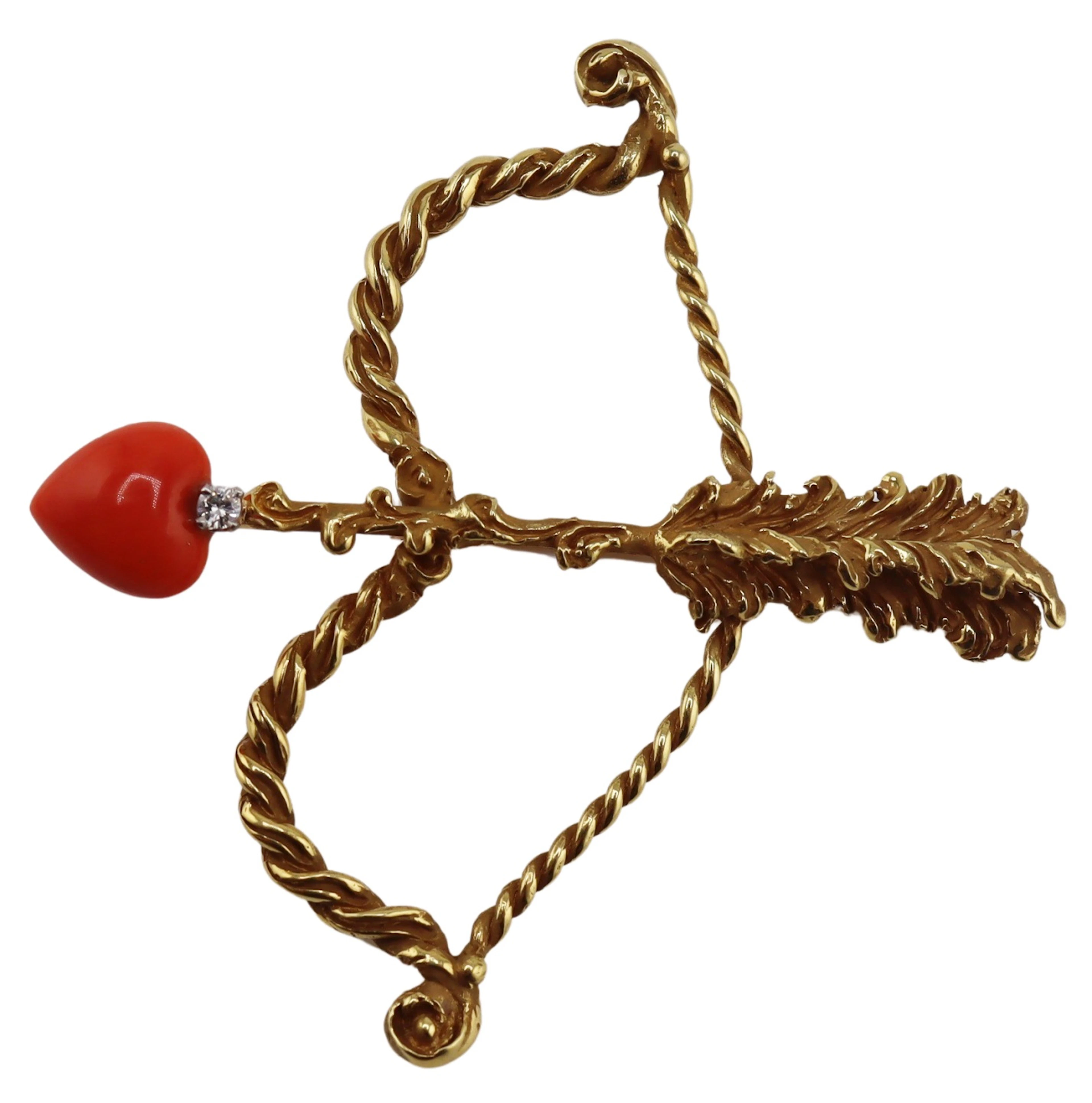 JEWELRY. Erwin Pearl 18kt Gold Coral and Diamond