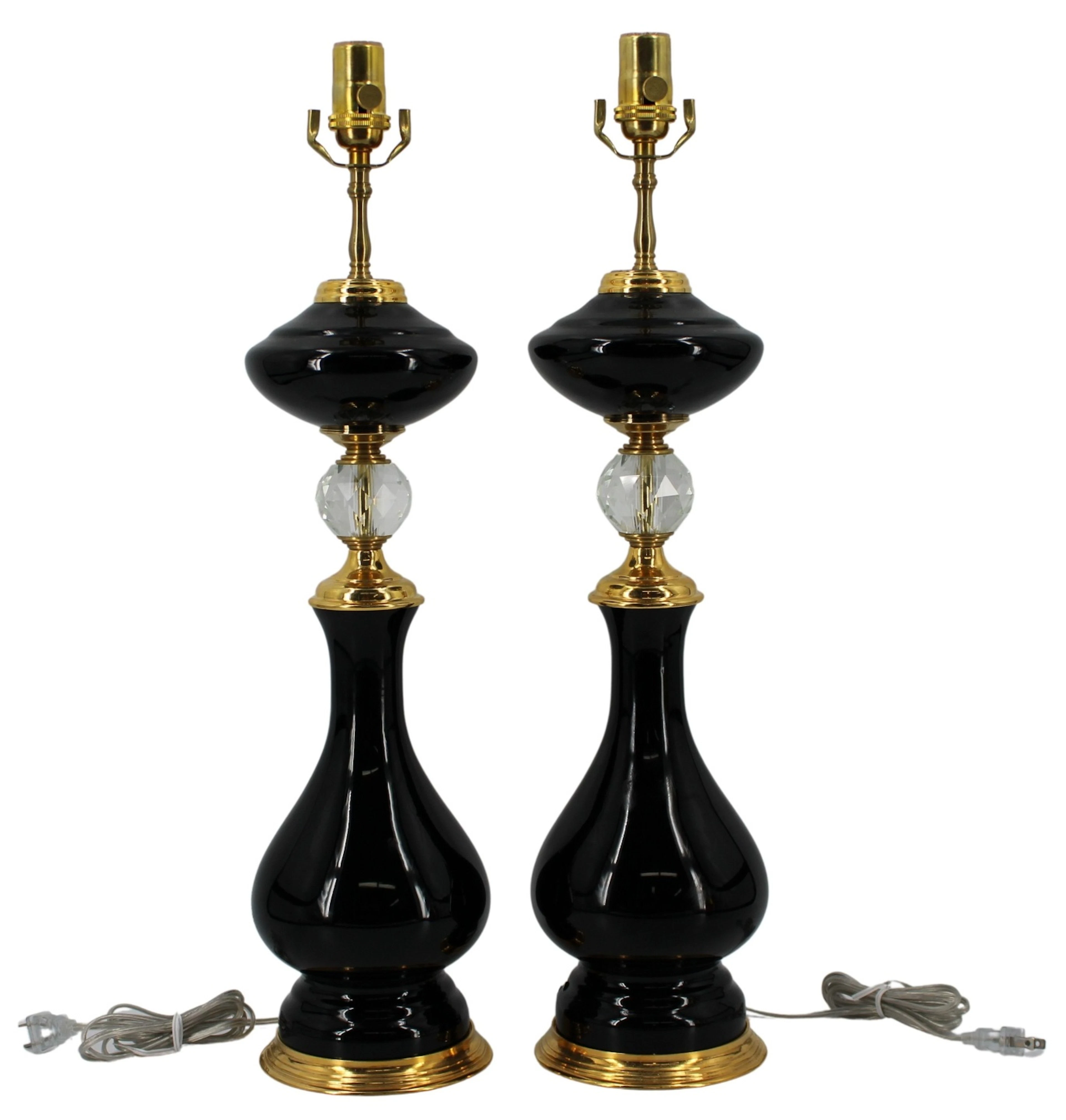 Pair of Vintage Murano Glass and Clear Lamps.