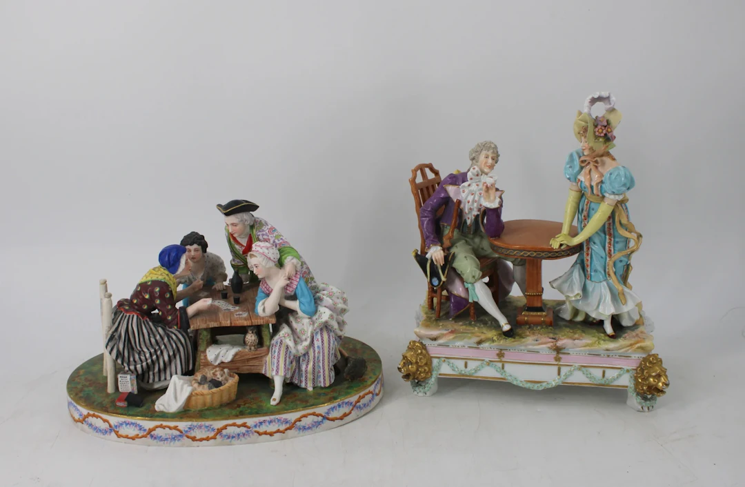2 Large antique Porcelain Groupings