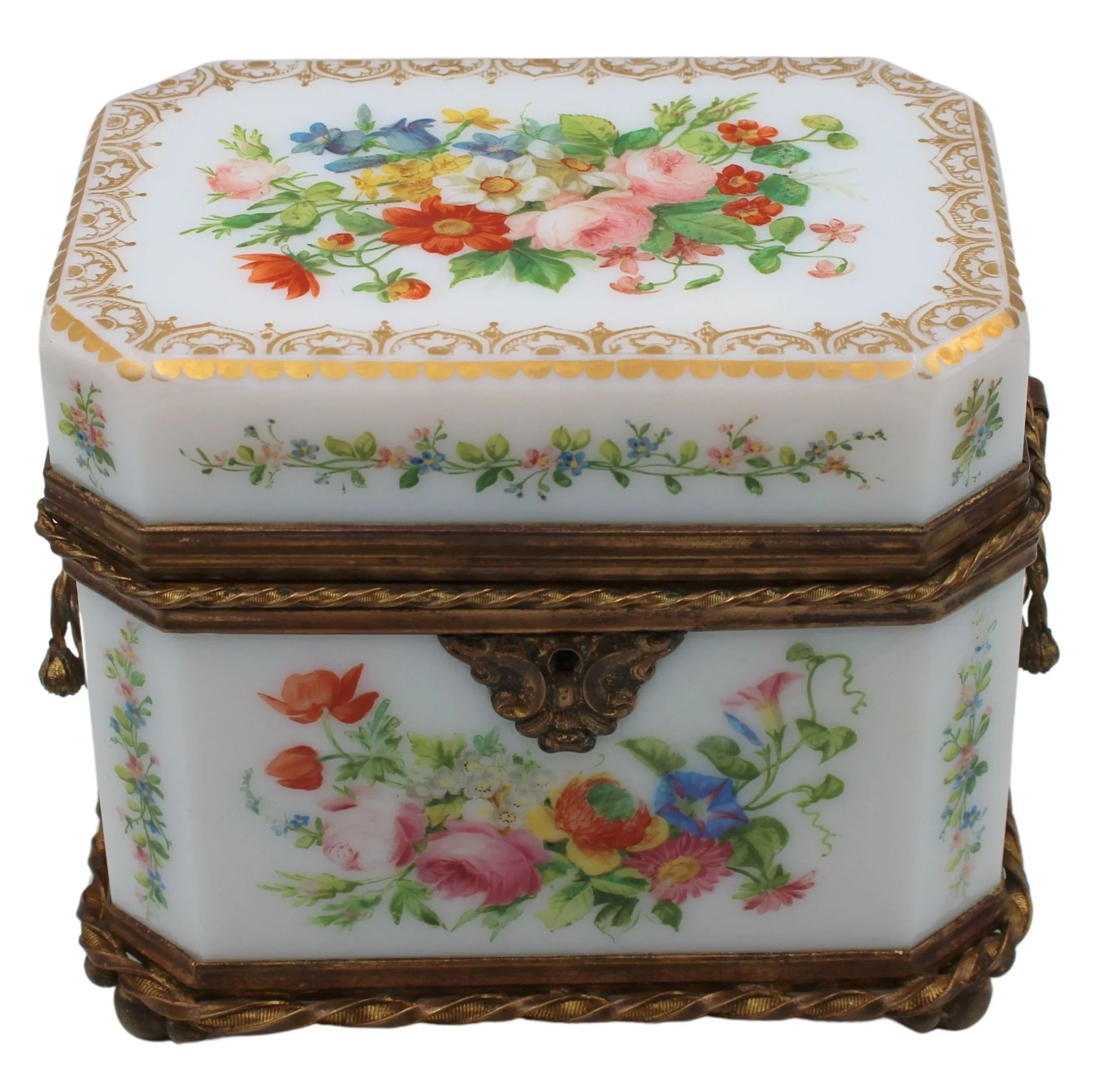 Baccarat Opaline Floral Perfume Casket with (2)