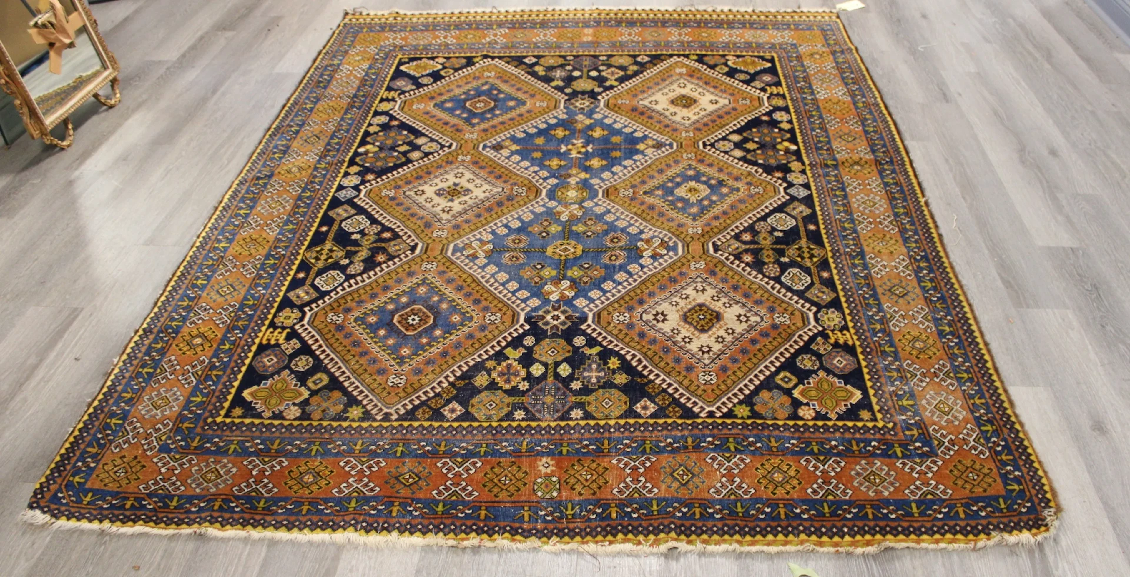 Vintage And Finely Hand Knotted Kazak Style Carpet