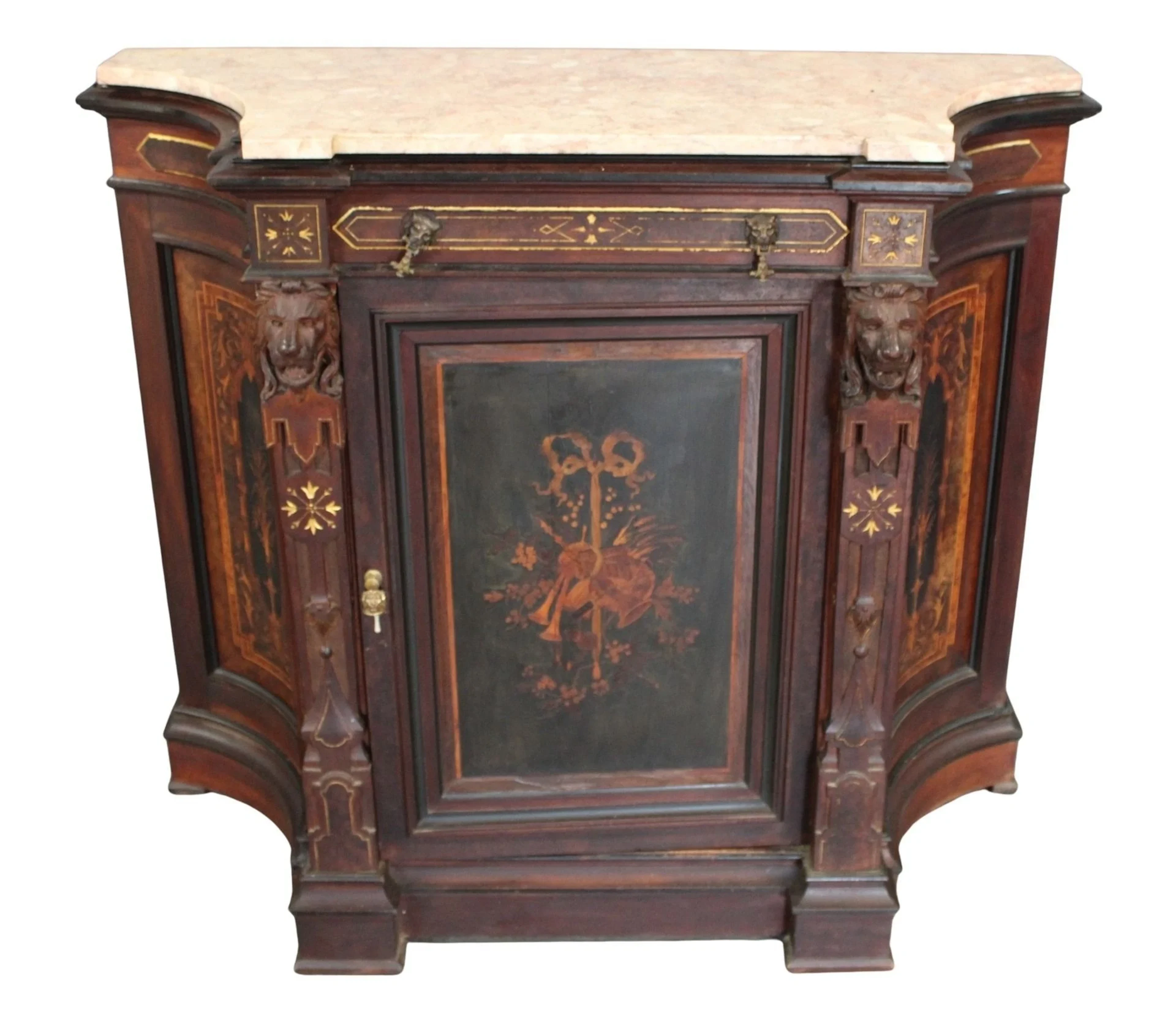 Victorian Carved, Paint & Gilt Decorated Marbletop
