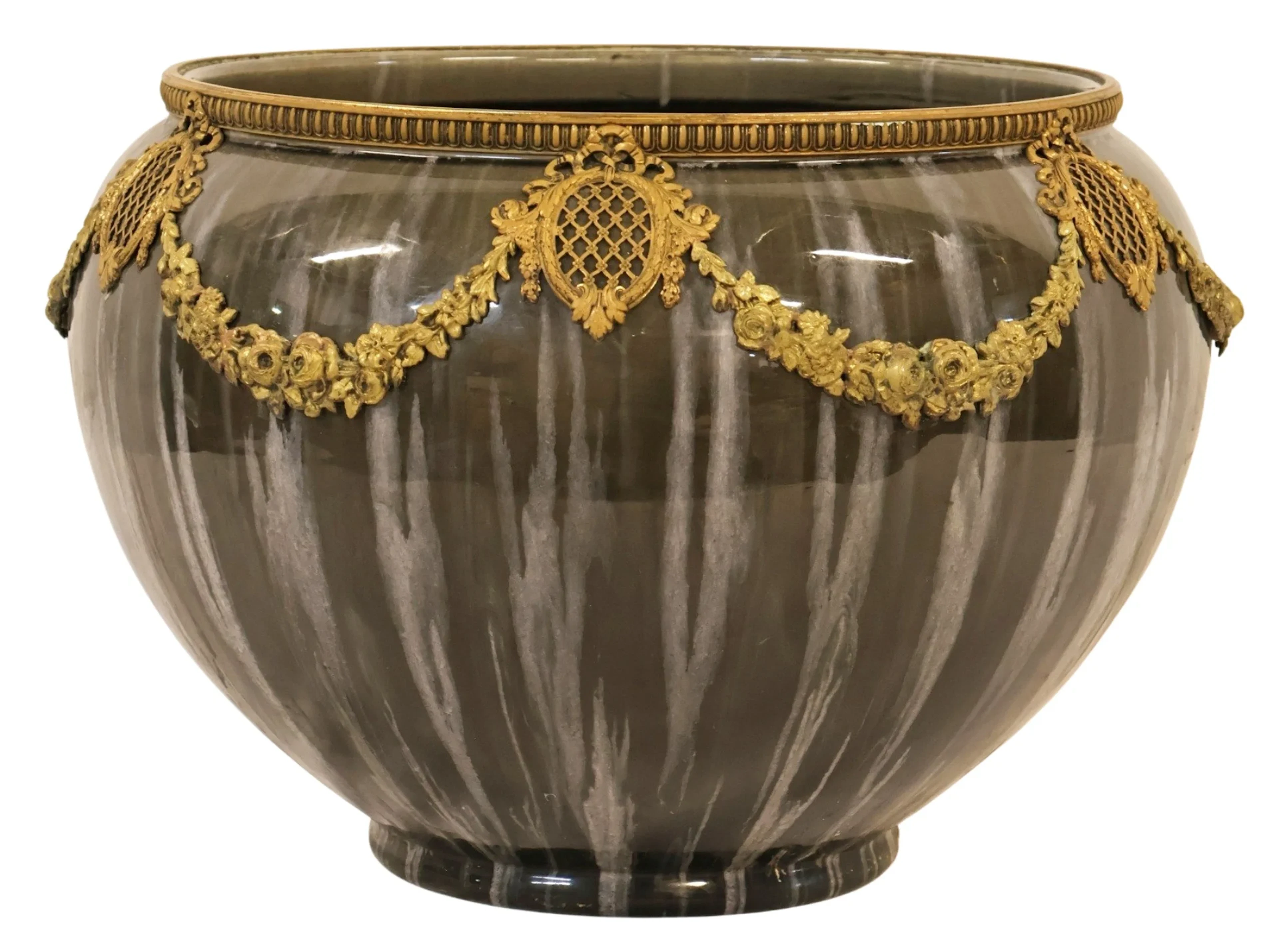 Antique Bronze Mounted Porcelain Bowl.