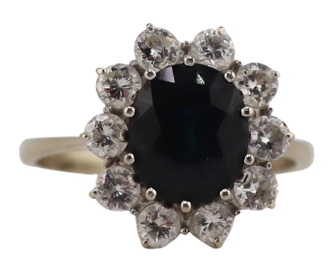 JEWELRY. 14kt Gold Gem and Diamond Ring.