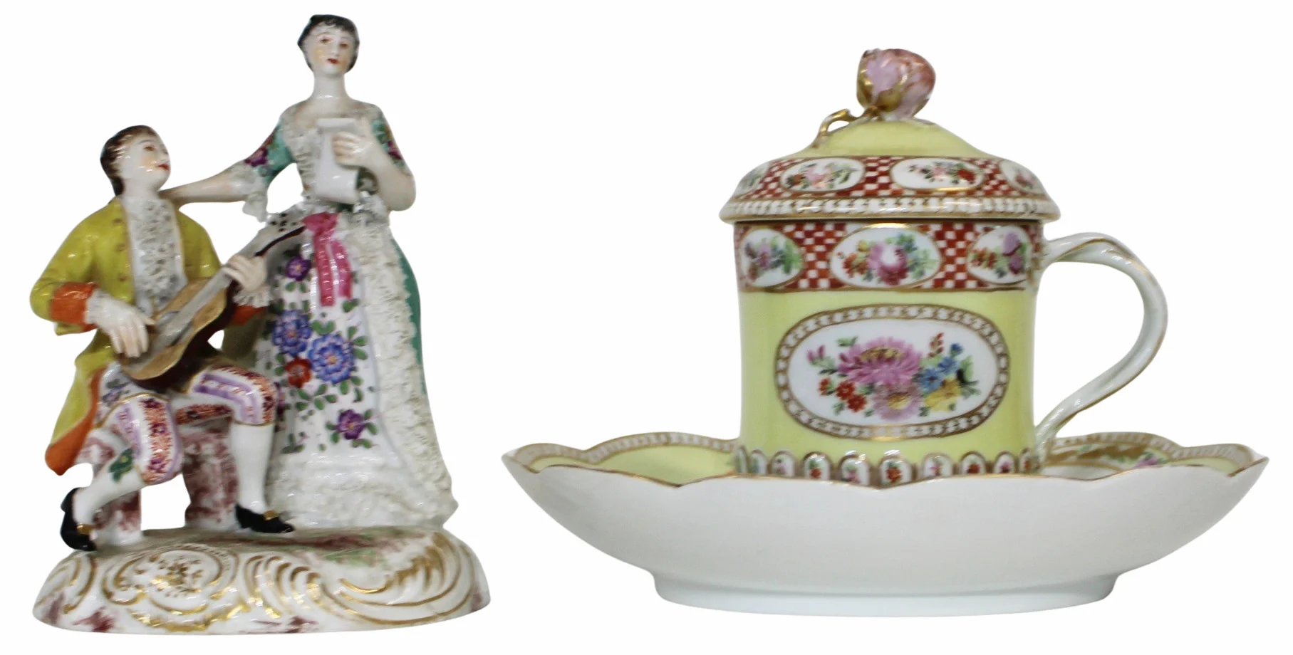 MEISSEN Porcelain Lidded Cup & Underplate