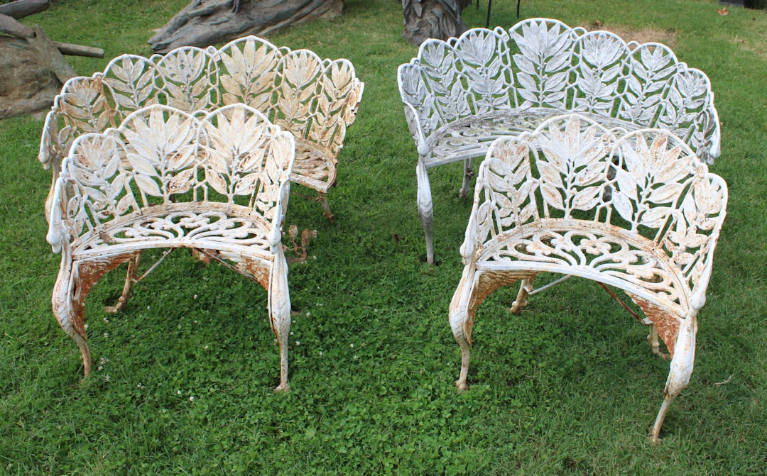 Victorian Cast Iron Acanthus Leaf Benches & Chairs
