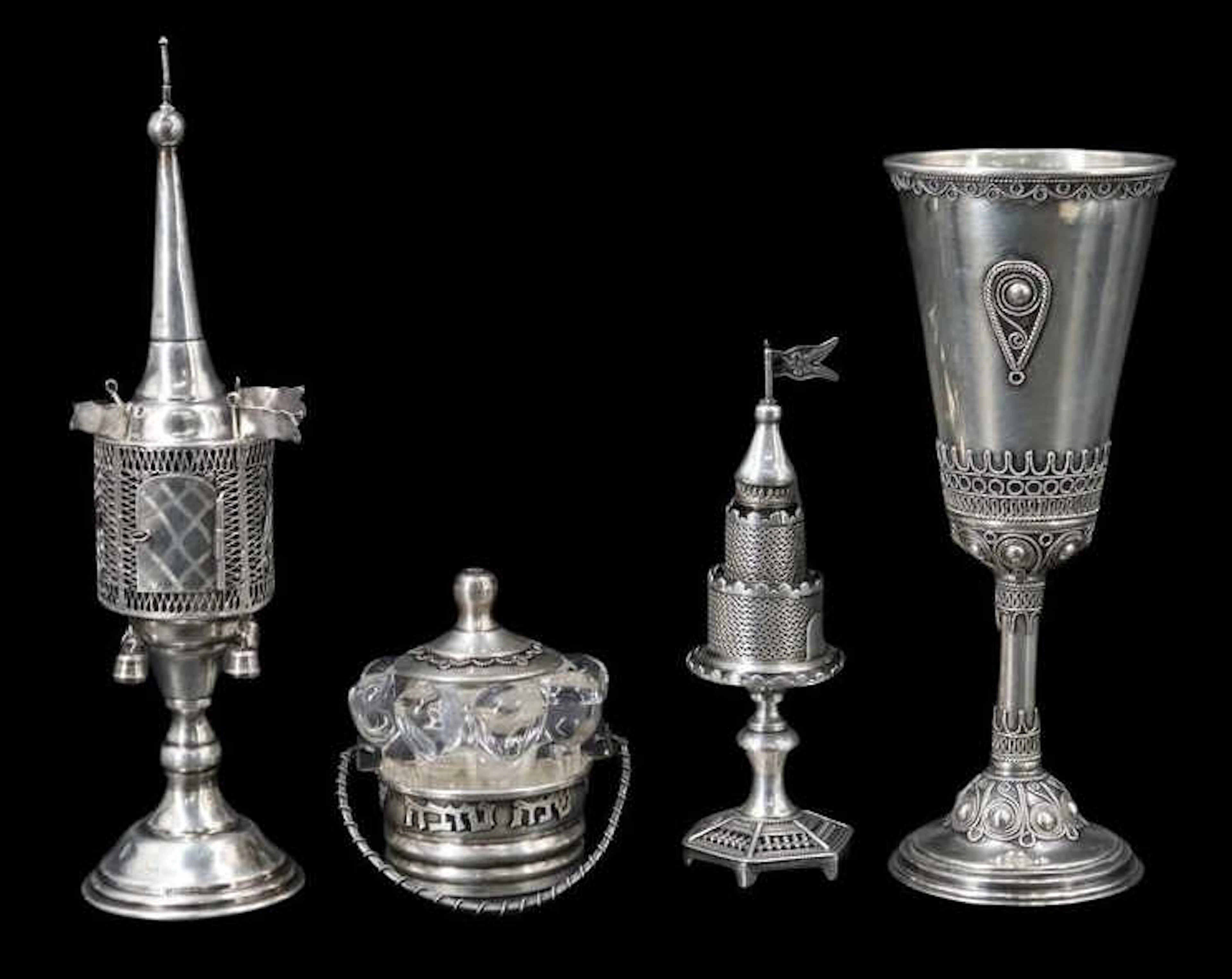 JUDAICA. (4) Assorted Sterling Judaica Items.