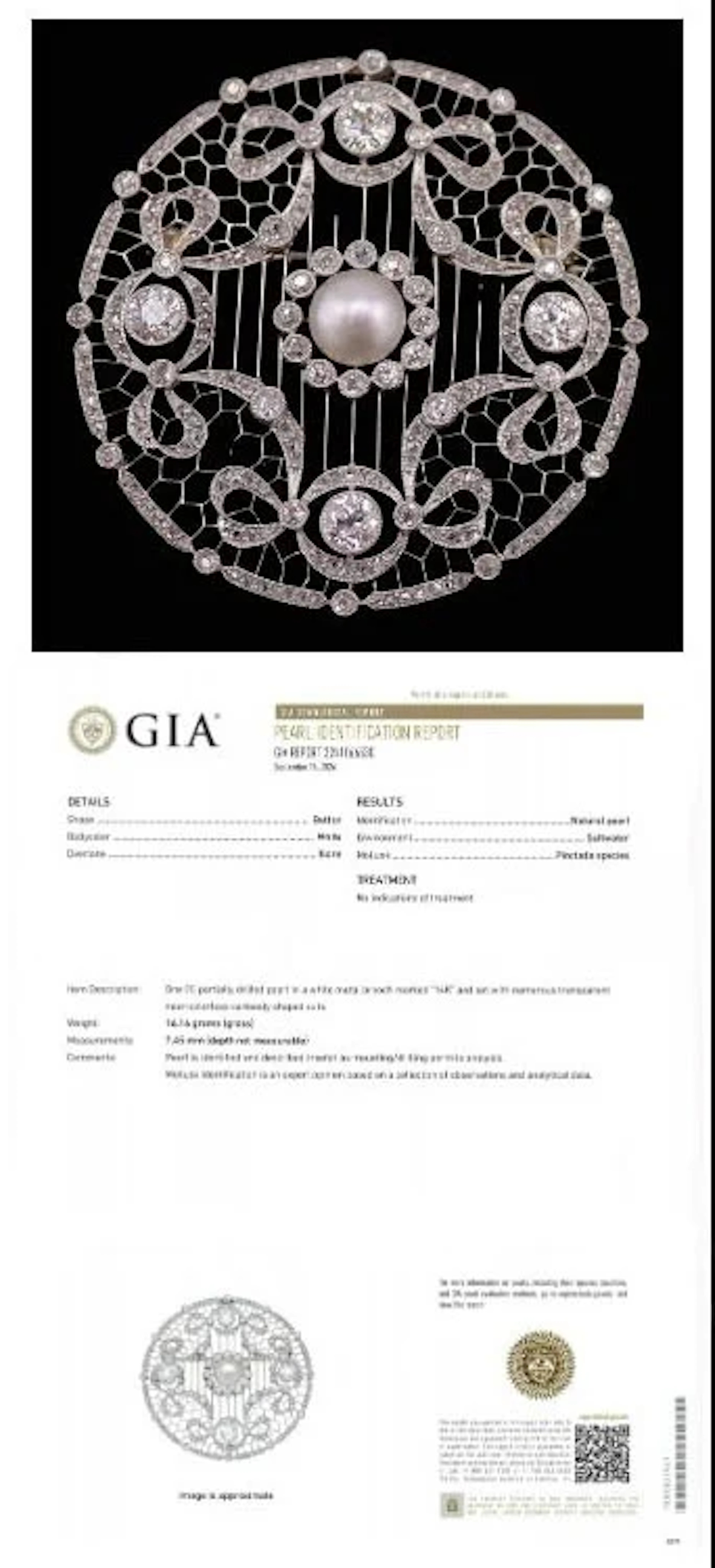JEWELRY. Edwardian Platinum NATURAL Pearl and