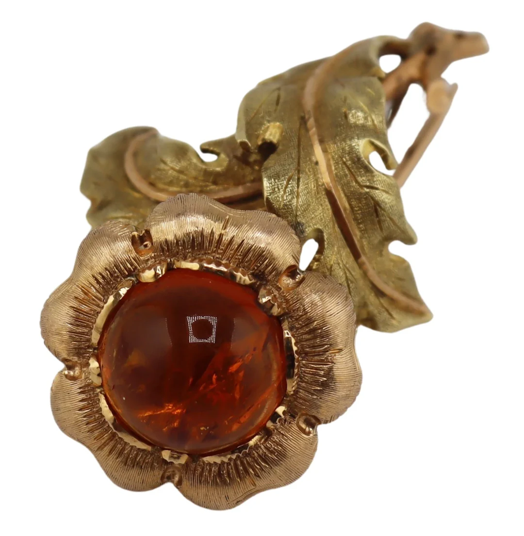JEWELRY. M. Buccellati 18kt Gold and Amber Floral