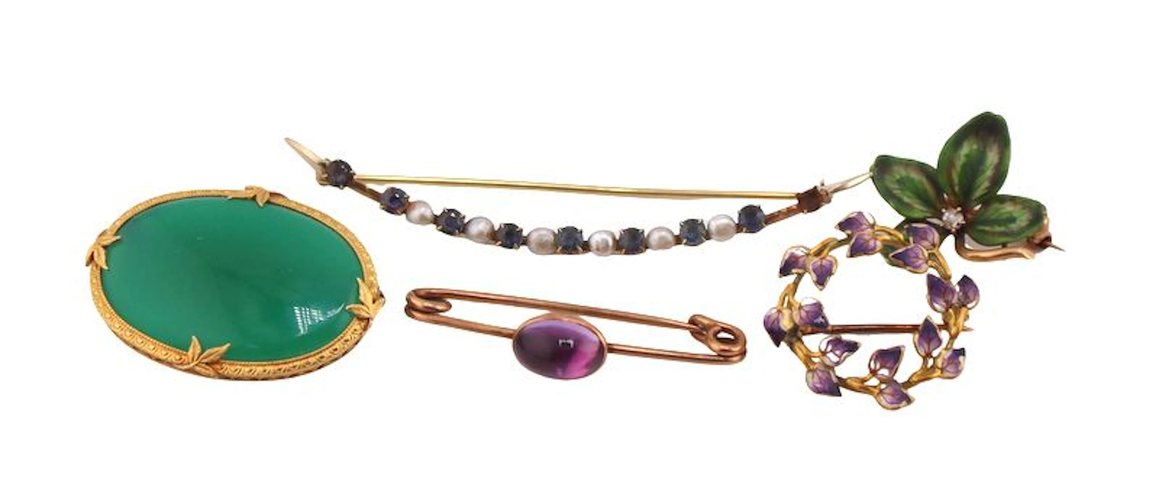 JEWELRY (5) Assorted 14kt Gold Brooches and Pins.