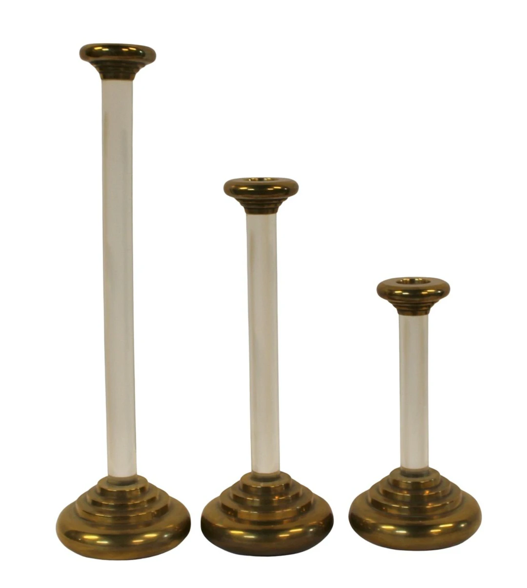 3 Vintage Lucite Candlesticks.
