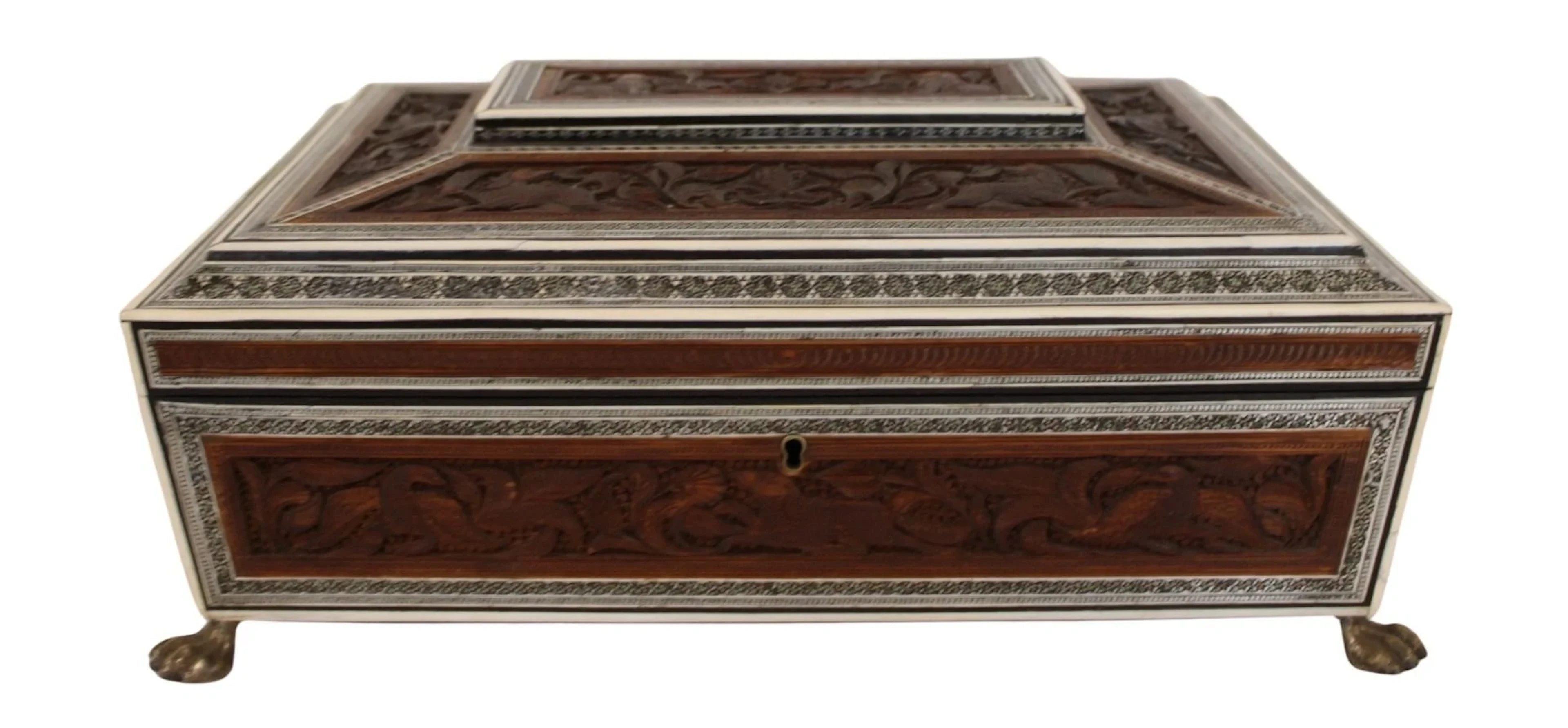 19th Century Indian Sandalwood Sewing Box.