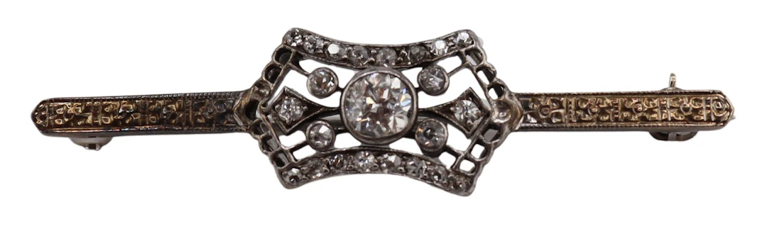 JEWELRY. Antique 14kt Bi-Color Gold and Diamond