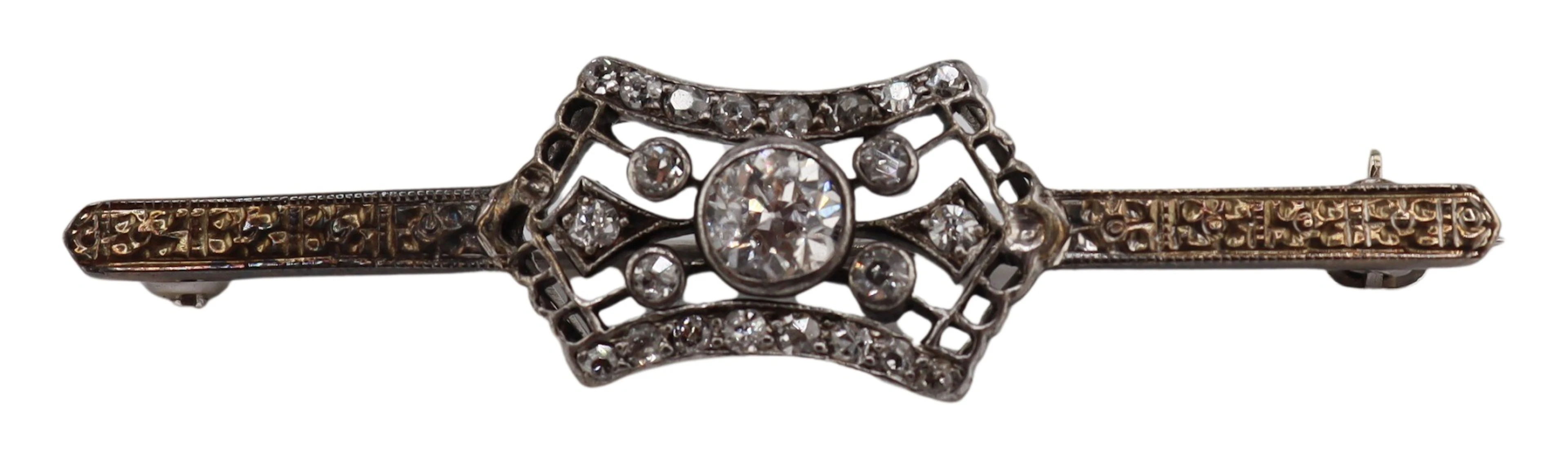 JEWELRY. Antique 14kt Bi-Color Gold and Diamond