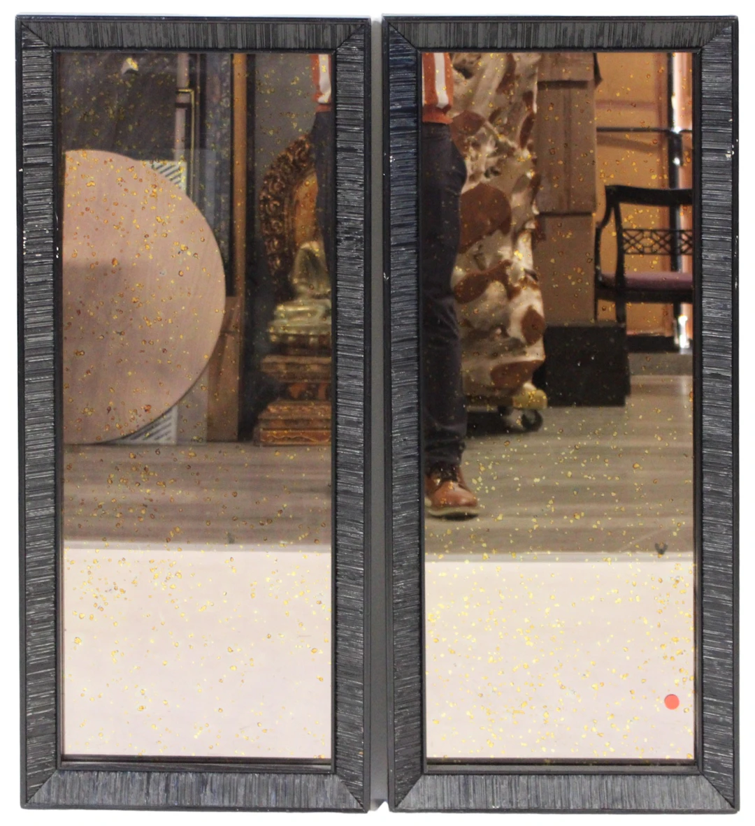 Pair of Large Rectangular Ebonized Wood Mirrors.