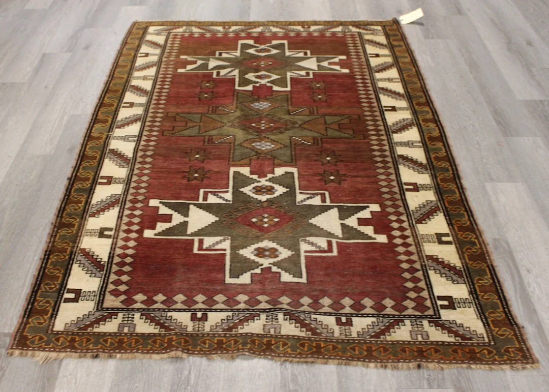 Vintage And Finely Hand Knotted Oushak Carpet