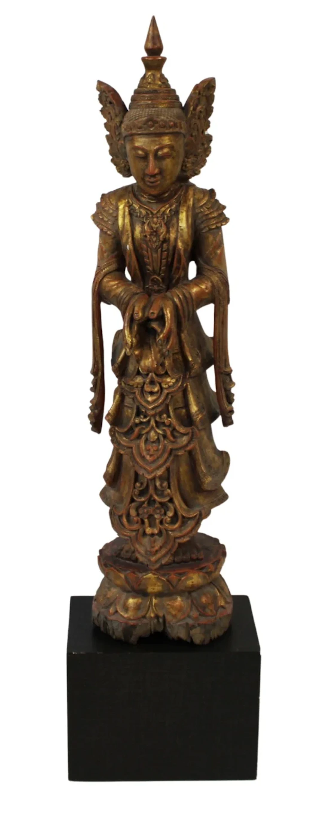 Southeast Asian Gilt and Lacquered Standing Deity.