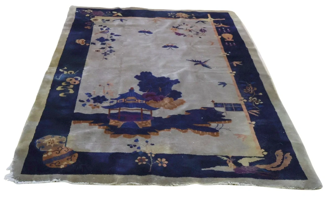 Art Deco And Finely Hand Knotted Chinese Carpet