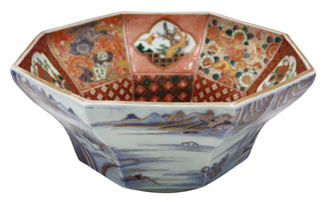 Japanese Satsuma Octagonal Form Bowl.