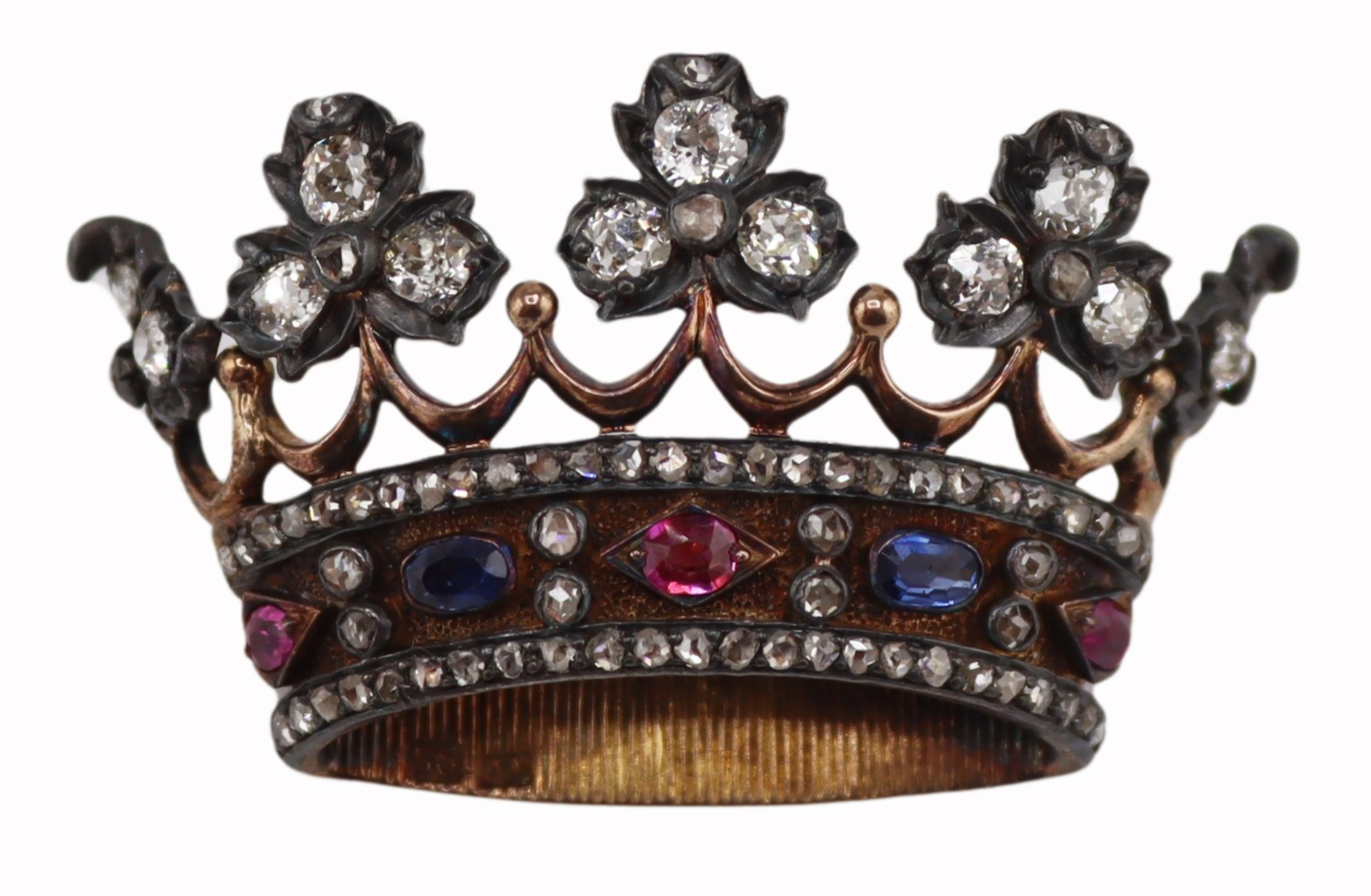 JEWELRY. Signed Russian Diamond Gem 14kt Gold