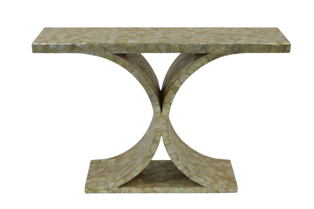 Midcentury Abalone Shell Console Table.