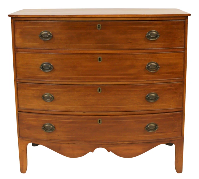 19th Century Mahogany 4 Drawer Bow Front Chest.