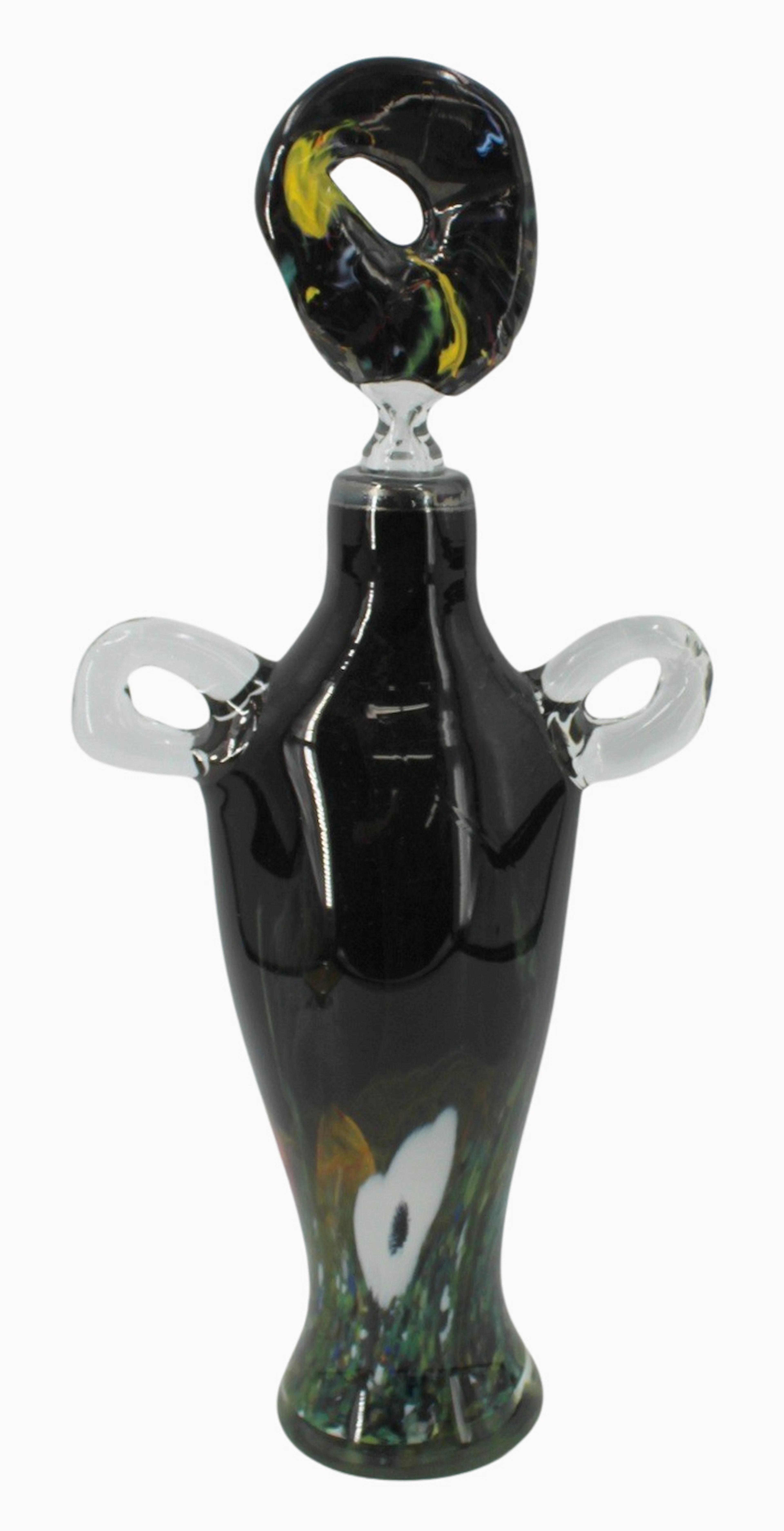Large Art Glass Lidded Figural Decanter/Sculpture.